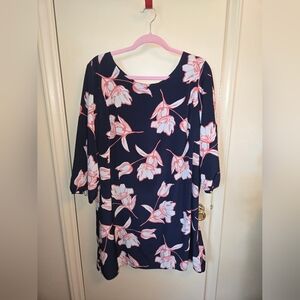Old Navy Navy and Pink Floral Tunic/Dress